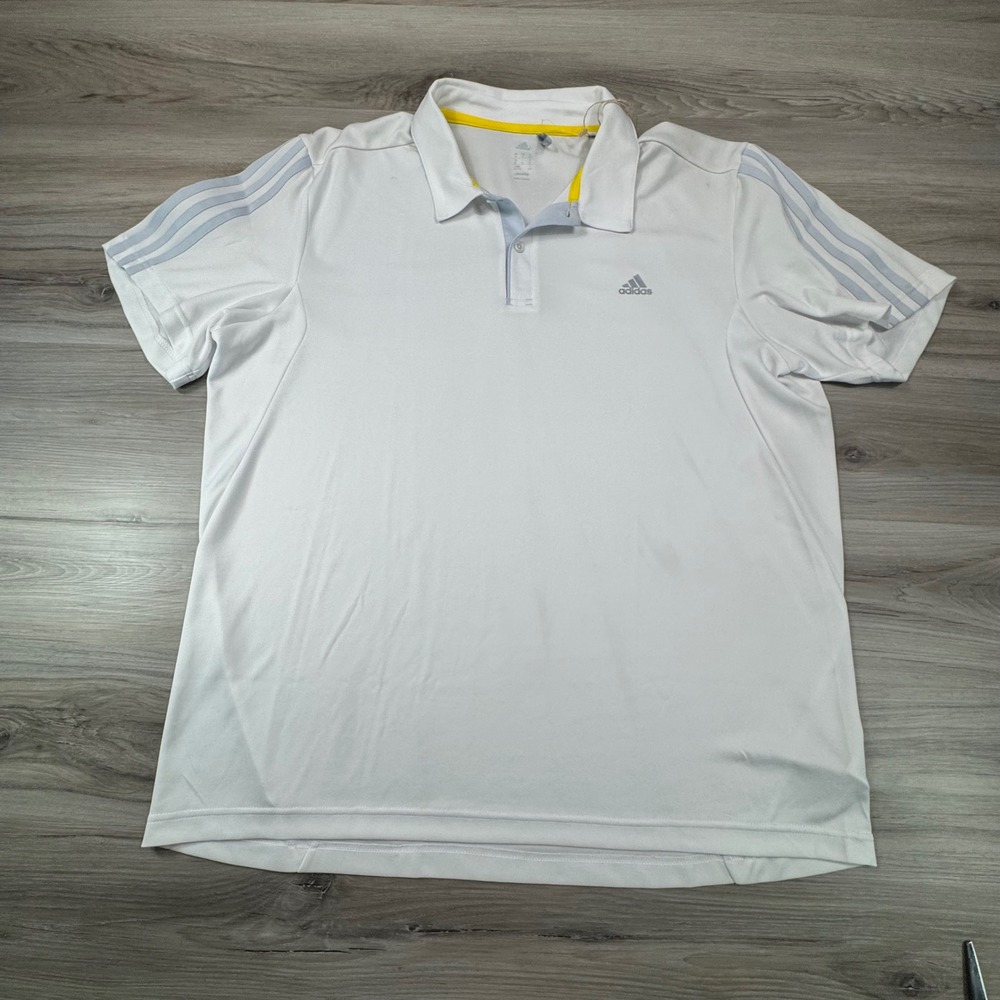 Adidas Climalite Mens XL White Polo Shirt Short Sleeve‎ please look at pictures